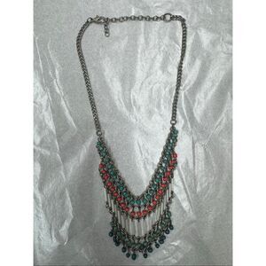 Beaded Statement Necklace in Silver